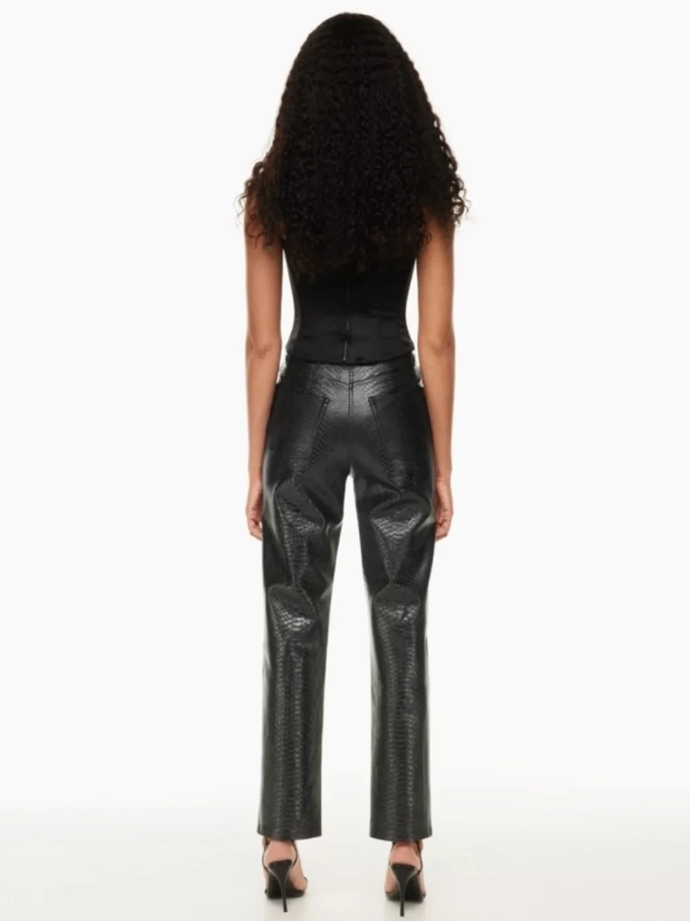 NWT Aritzia Wilfred The Melina Vegan Leather Pant in Black Python Sz 0 SHORT